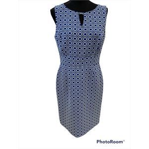 Tahari Blue and White Geometric Dress🟦⬜️